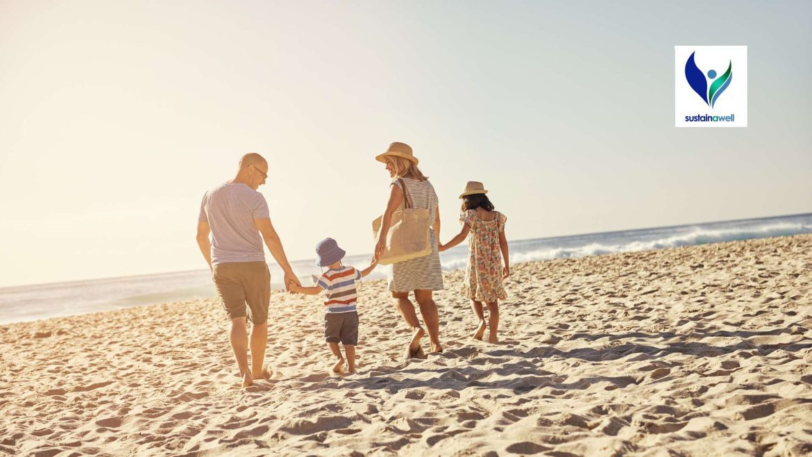 family on the beach